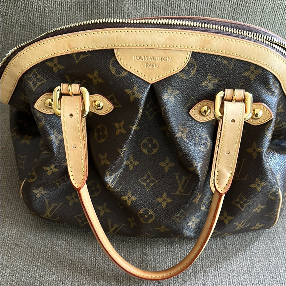 Louis Vuitton Brown and Tan Shoulder Bag with Monogram Pattern